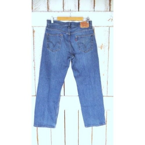 Levi's distressed relaxed 559 straight leg blue Levis denim jeans - Picture 4 of 5